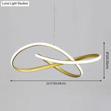 Led Line Chandelier - Modern Minimalist Style White Acrylic Shade Irregular Curved Dining Room
