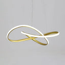 Led Line Chandelier - Modern Minimalist Style White Acrylic Shade Irregular Curved Dining Room