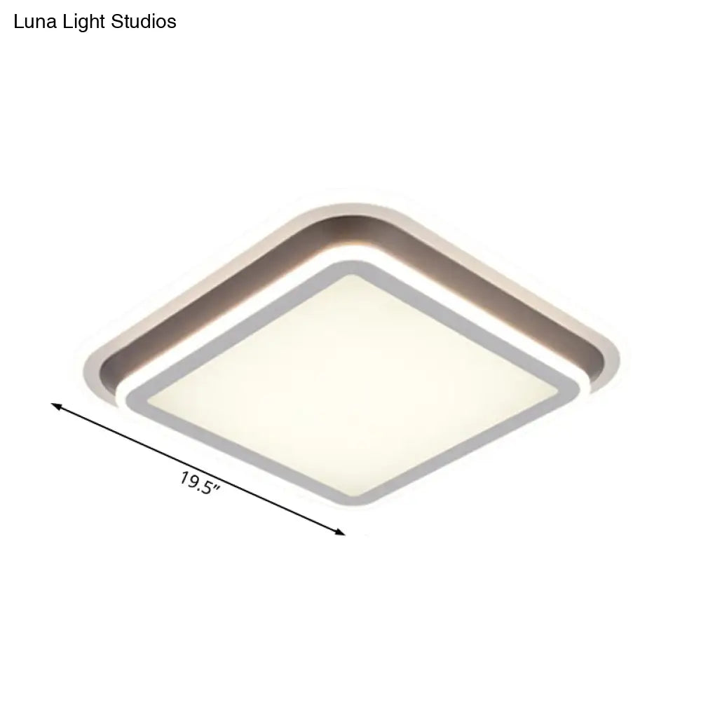 Led Living Room Flush Mount Ceiling Light With Square/Rectangular Acrylic Shade In Warm/White -