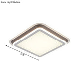 Led Living Room Flush Mount Ceiling Light With Square/Rectangular Acrylic Shade In Warm/White -