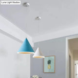 Led Macaron Cone Pendant Light For Dining Table Or Ceiling In Grey/White/Pink