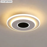 Led Mini Flush Ceiling Light - Modernist Black And White Lamp With Acrylic Shade In Warm/White