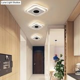 Led Mini Flush Ceiling Light - Modernist Black And White Lamp With Acrylic Shade In Warm/White