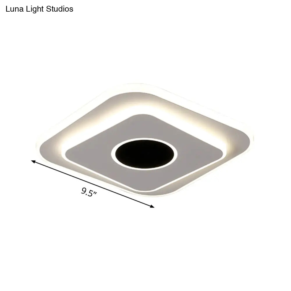 Led Mini Flush Ceiling Light - Modernist Black And White Lamp With Acrylic Shade In Warm/White