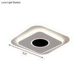 Led Mini Flush Ceiling Light - Modernist Black And White Lamp With Acrylic Shade In Warm/White