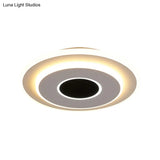 Led Mini Flush Ceiling Light - Modernist Black And White Lamp With Acrylic Shade In Warm/White