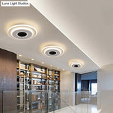 Led Mini Flush Ceiling Light - Modernist Black And White Lamp With Acrylic Shade In Warm/White