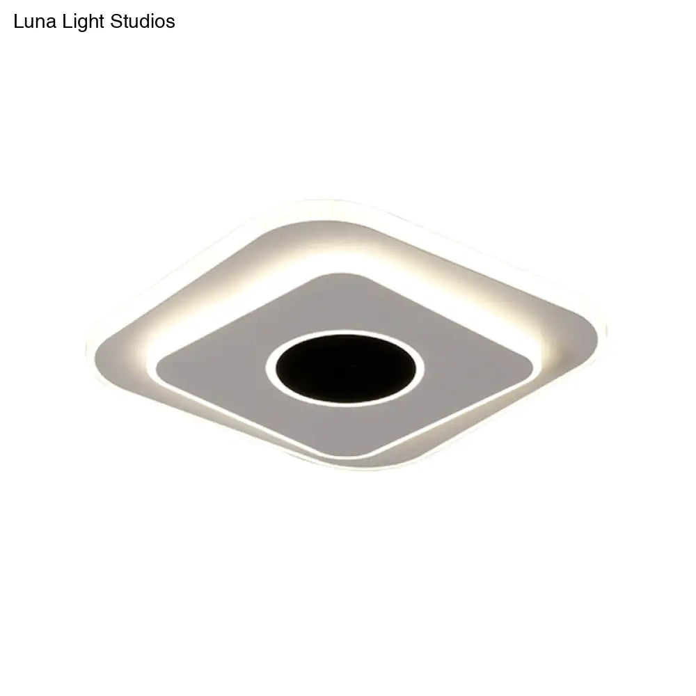 Led Mini Flush Ceiling Light - Modernist Black And White Lamp With Acrylic Shade In Warm/White