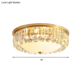 Led Modern Crystal Flush Mount Ceiling Light In Gold Ideal For Bedroom