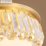 Led Modern Crystal Flush Mount Ceiling Light In Gold Ideal For Bedroom