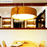 Led Modern Living Room Ceiling Light With Wood Shade - Beige Flush Mount Lamp In White/Warm