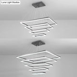 Led Multi-Layer Acrylic Bedroom Chandelier - Minimalist Suspension Pendant In Coffee With