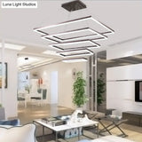Led Multi-Layer Acrylic Bedroom Chandelier - Minimalist Suspension Pendant In Coffee With