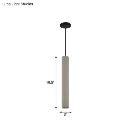 Led Nordic Ceiling Lamp - White/Yellow Light Cement Tubular Bedside Down Lighting Pendant