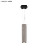 Led Nordic Ceiling Lamp - White/Yellow Light Cement Tubular Bedside Down Lighting Pendant