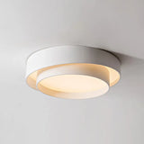 Led Nordic Style White Metal Ceiling Lamp For Bedroom - Flush Mount Lighting / 23.5