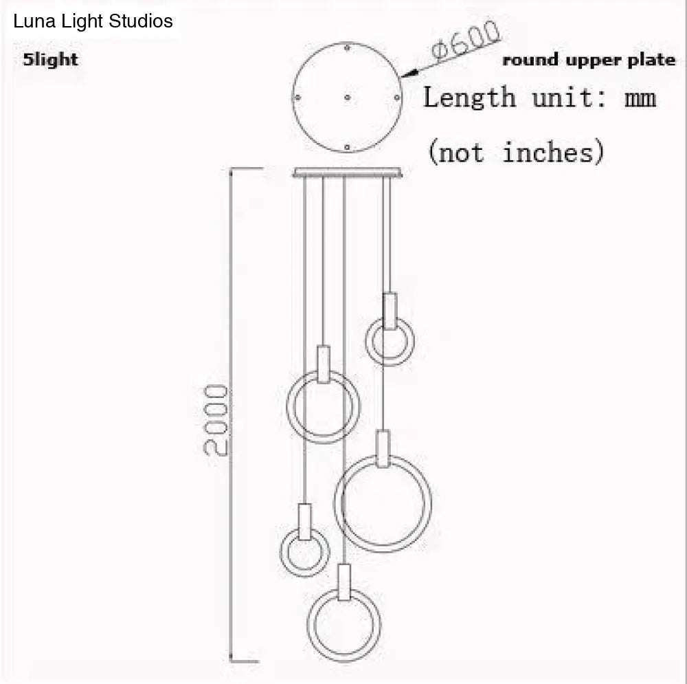 Led Nordic Wooden Iron Acryl Rings Diy Lamp Light.pendant Lights.pendant Lamp.pendant Light For