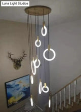 Led Nordic Wooden Iron Acryl Rings Diy Lamp Light.pendant Lights.pendant Lamp.pendant Light For