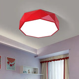 Led Parlor Flush Mount Lighting Fixture - Contemporary Red/Yellow/Green Ceiling With Acrylic Shade