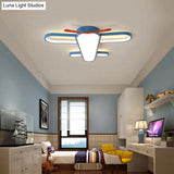 Led Plane Flush Mount Ceiling Light - Kids Style Acrylic Blue