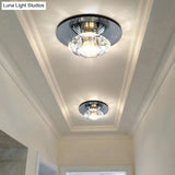 Led Porch Semi Flush Mount Light - Simple Black/Tan Ceiling Lighting With Clear Crystal Shade