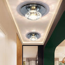 Led Porch Semi Flush Mount Light - Simple Black/Tan Ceiling Lighting With Clear Crystal Shade