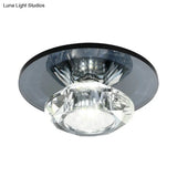 Led Porch Semi Flush Mount Light - Simple Black/Tan Ceiling Lighting With Clear Crystal Shade
