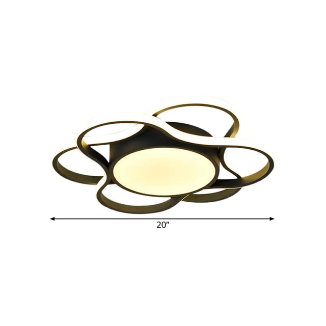Led Restaurant Ceiling Lamp - Simple Black Flush Mount Light With Round Metallic Shade Warm/White