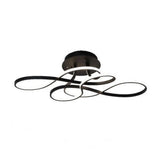 Led Ribbon-Shaped Ceiling Flush Mount Light For Bedroom - Artistic Metal Semi Lighting Black / White