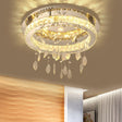 Led Ring Semi Flush Contemporary Stainless - Steel Ceiling Mount With Clear Rectangular - Cut