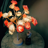 Led Rose Tree Table Lamp With Usb Charging & Artistic Design Pink-White / Rechargeable