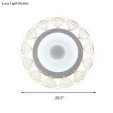 Led Round Ceiling Light With Diamond Wire - Modern Acrylic Lamp White Ideal For Kindergarten
