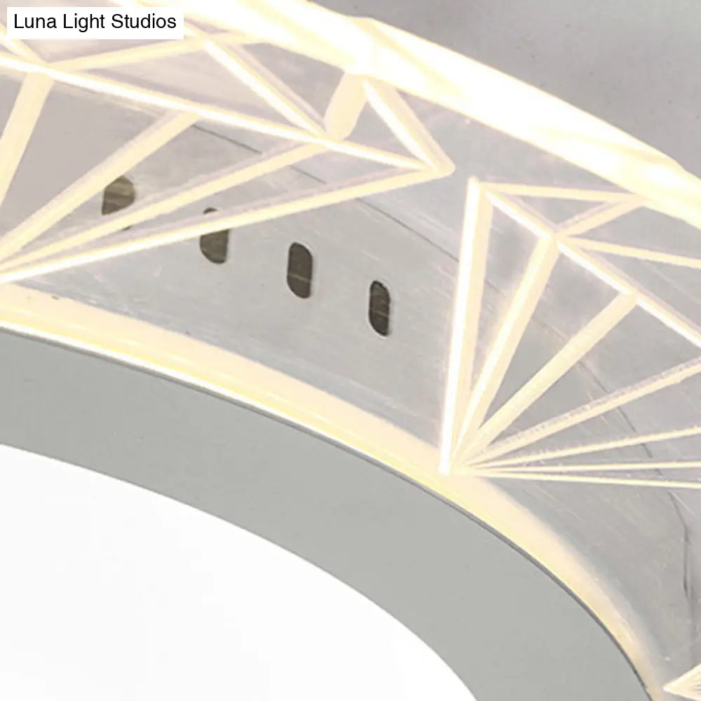 Led Round Ceiling Light With Diamond Wire - Modern Acrylic Lamp White Ideal For Kindergarten