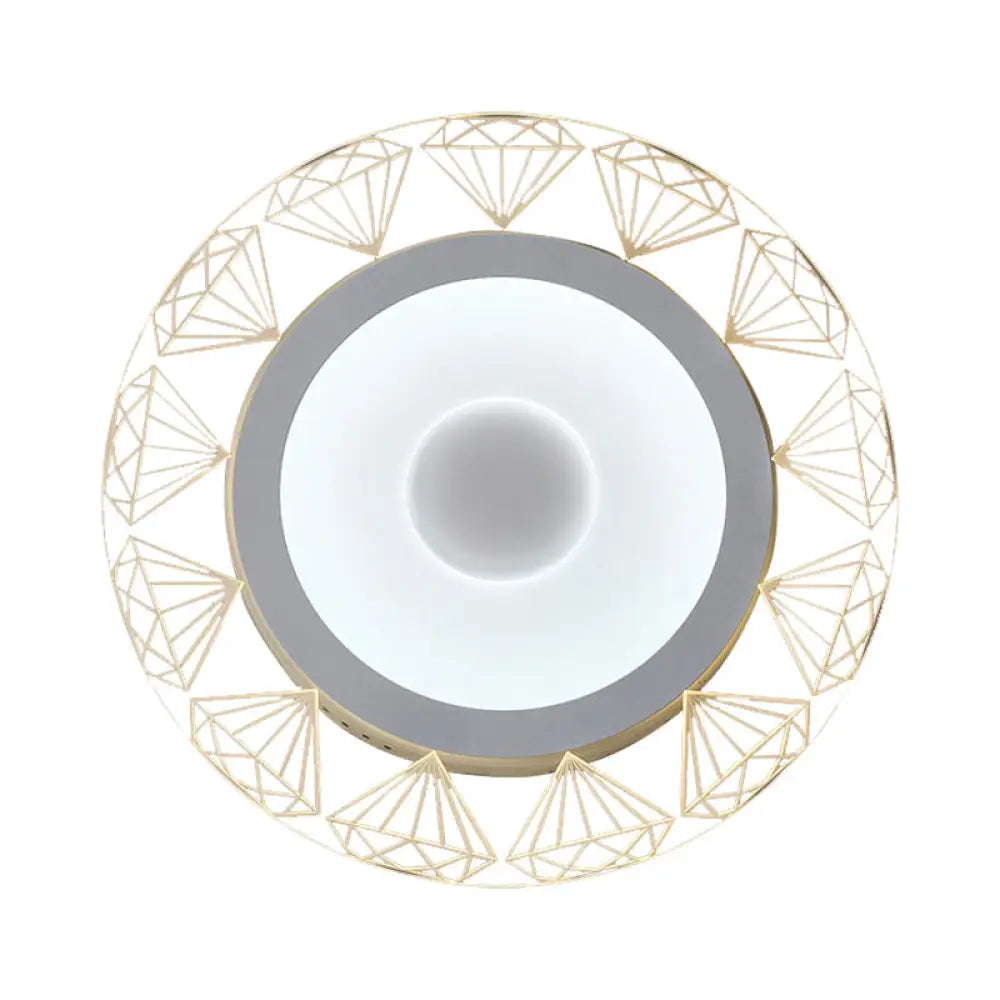 Led Round Ceiling Light With Diamond Wire - Modern Acrylic Lamp White Ideal For Kindergarten Beige