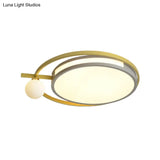 Led Round Flush Light With Nordic Acrylic Globe Shade In Black/Grey