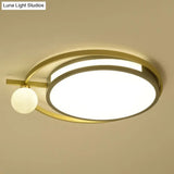 Led Round Flush Light With Nordic Acrylic Globe Shade In Black/Grey