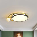 Led Round Flush Light With Nordic Acrylic Globe Shade In Black/Grey Black