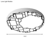 Led Round Flush Mount Ceiling Light 16’/19.5’ W Simple Metallic Bedroom Fixture | White Wall Pattern