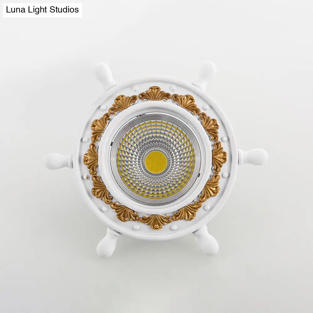 Led Rudder Ceiling Light With Resin Shade - Black/White/Blue Flush Mount Fixture
