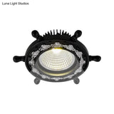 Led Rudder Ceiling Light With Resin Shade - Black/White/Blue Flush Mount Fixture