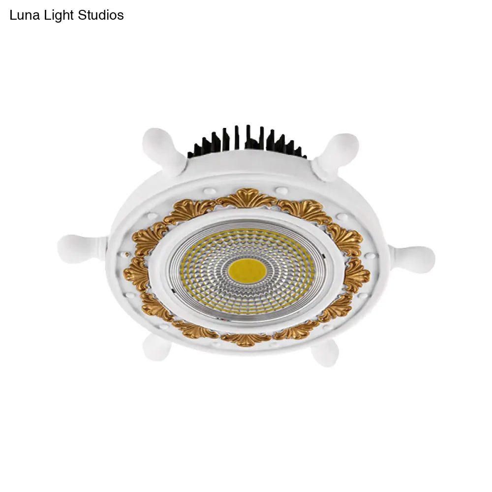 Led Rudder Ceiling Light With Resin Shade - Black/White/Blue Flush Mount Fixture