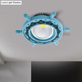 Led Rudder Ceiling Light With Resin Shade - Black/White/Blue Flush Mount Fixture