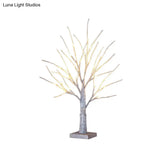 Led Silver Nightstand Light For Dining Room - Contemporary Tree Table Lighting In Plastic