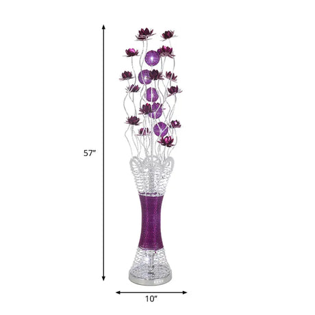 Led Slim Column Bloom Floor Lamp - Purple Aluminum Art Decor Warm/White Light