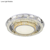 Led Stainless - Steel Flush Mount Crystal Block Ceiling Light Fixture
