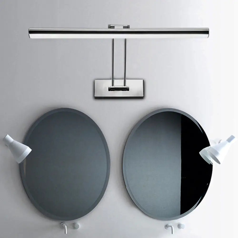 Led Stainless Steel Linear Vanity Fixture - Contemporary 16/21.5 Dia Wall Mounted Light For Bathroom
