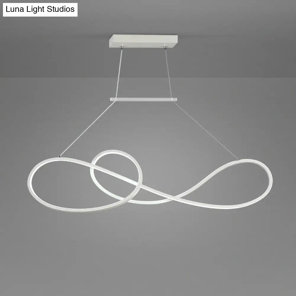 Led Strip Island Pendant Light - Minimalist Metal Dining Room Lighting Fixture