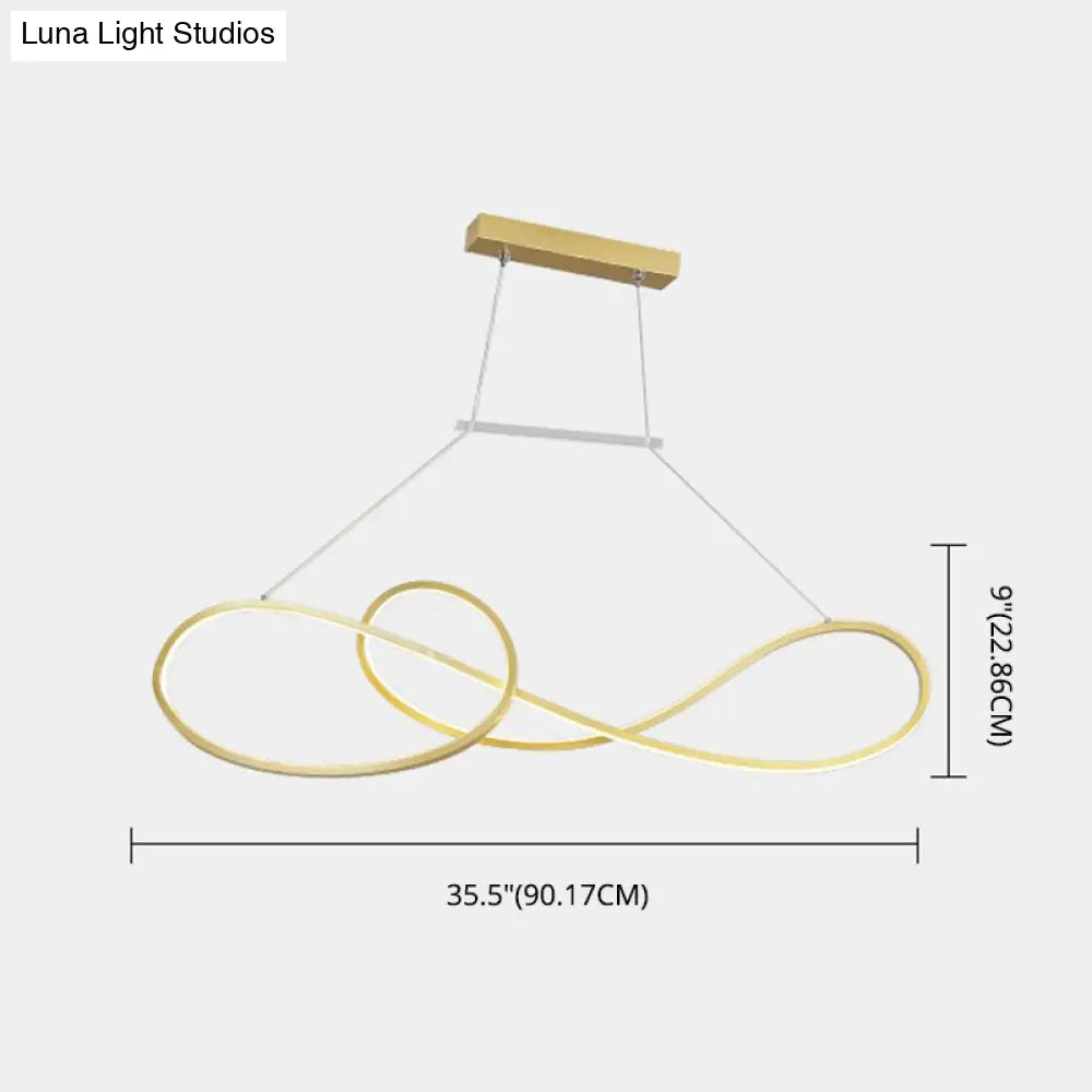 Led Strip Island Pendant Light - Minimalist Metal Dining Room Lighting Fixture