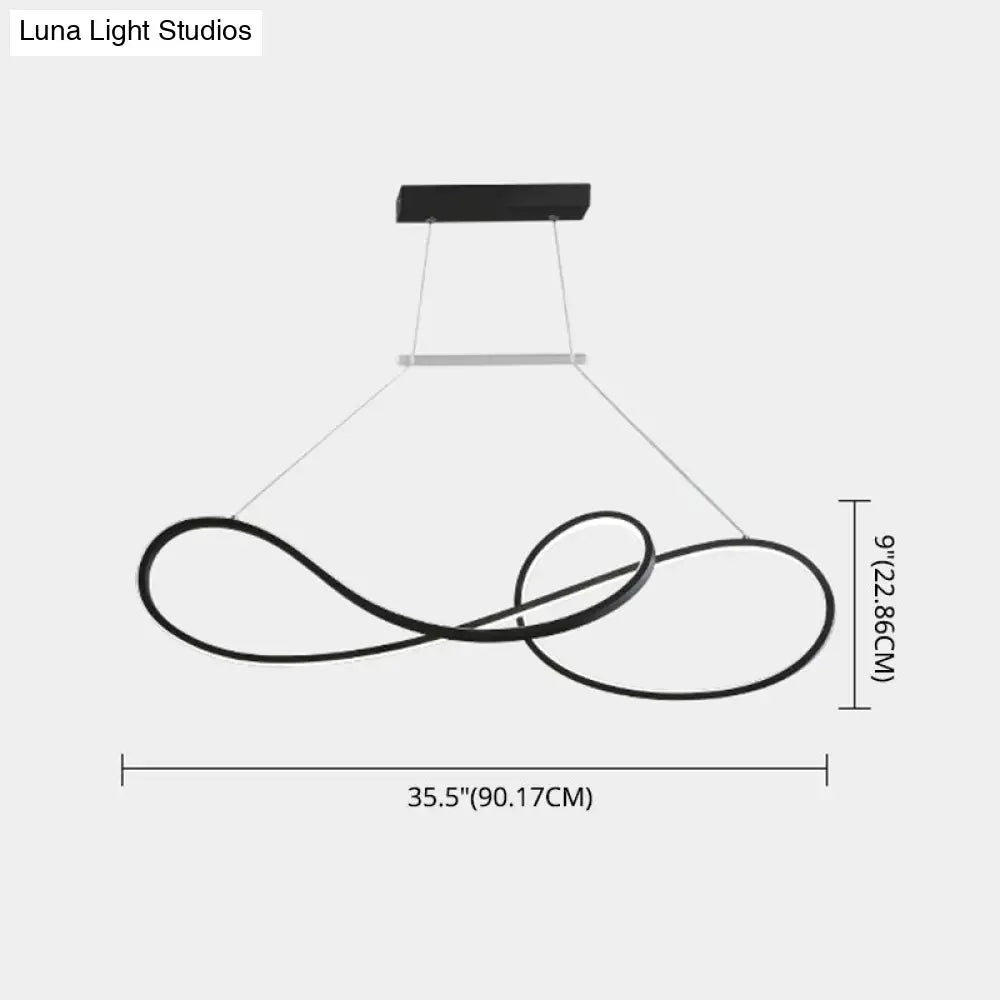Led Strip Island Pendant Light - Minimalist Metal Dining Room Lighting Fixture