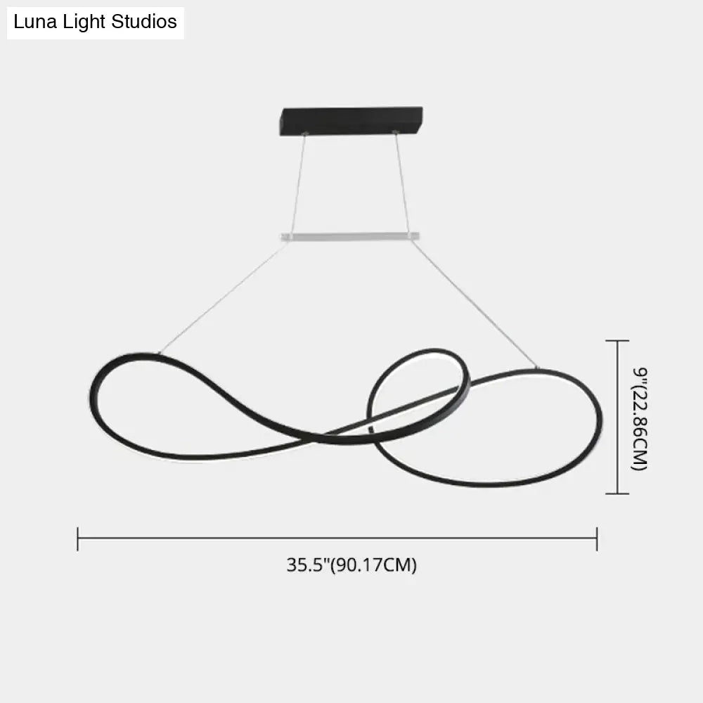 Led Strip Island Pendant Light - Minimalist Metal Dining Room Lighting Fixture